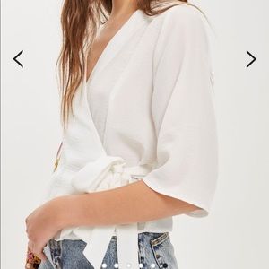 NWT topshop kimono wrap blouse in white